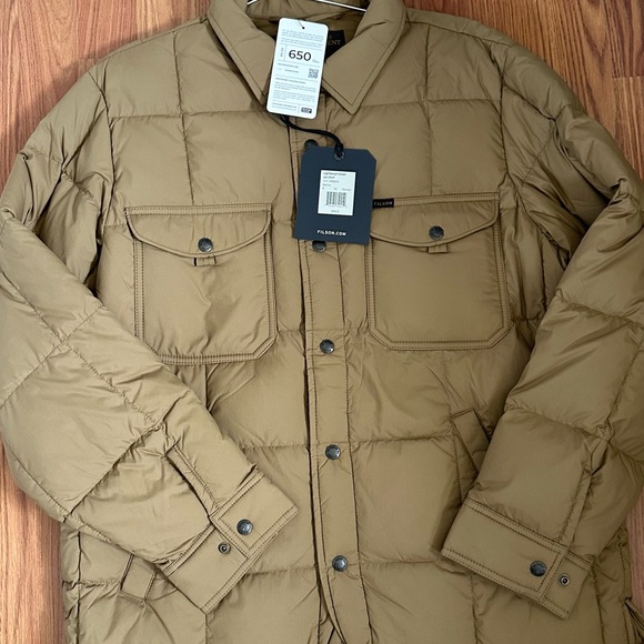 Filson Lightweight Down Jac-Shirt Dark Tan Medium BNWT - Picture 5 of 6